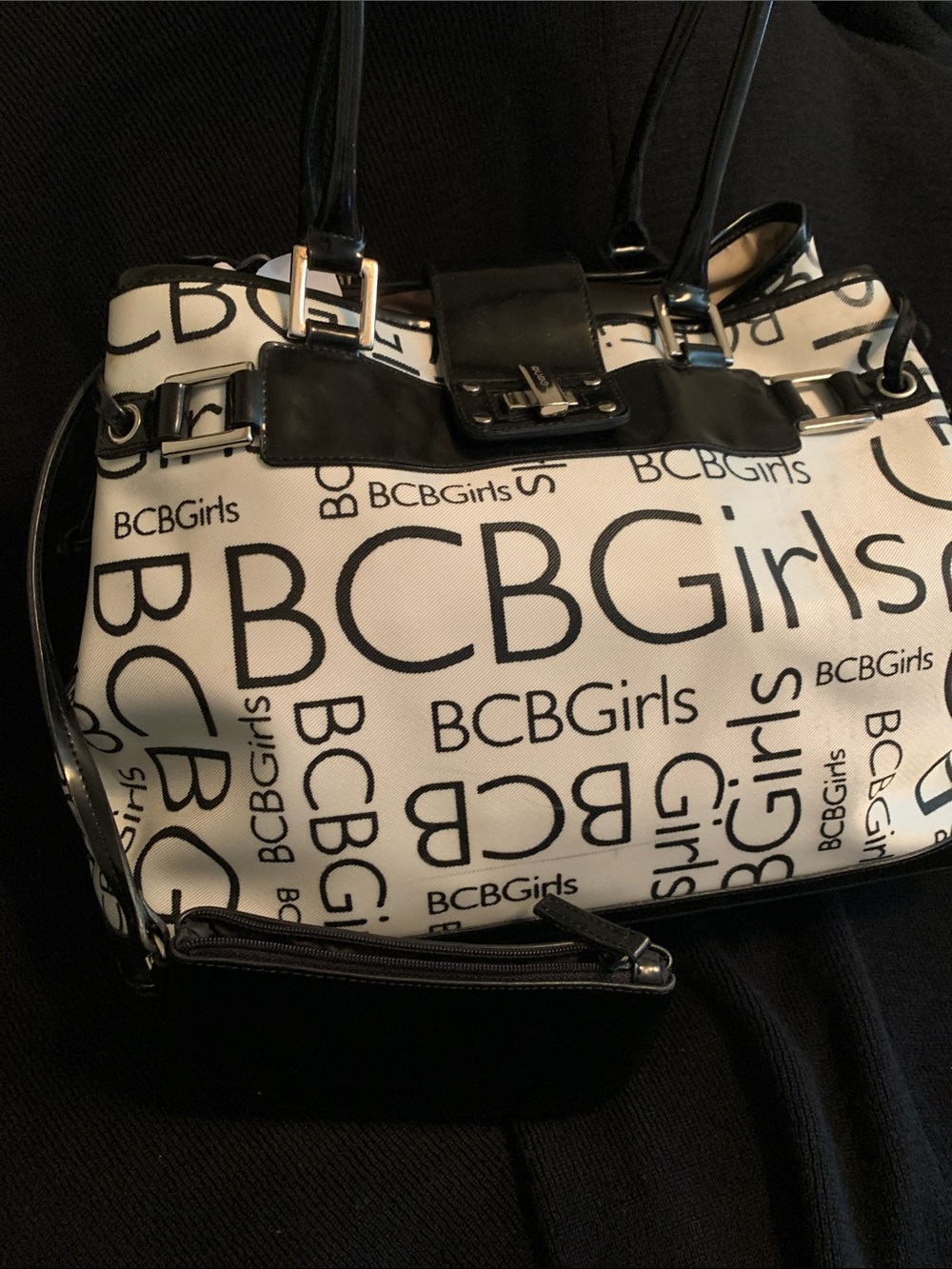 BCBGirls Black & White Logo Satchel